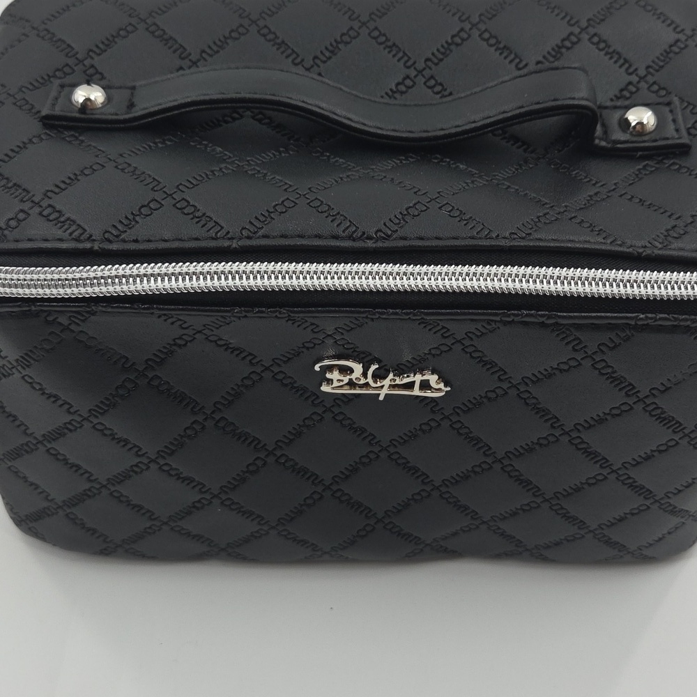 Black Checkered Toiletry Bag With Multiple Compartments - Picture 6 of 16